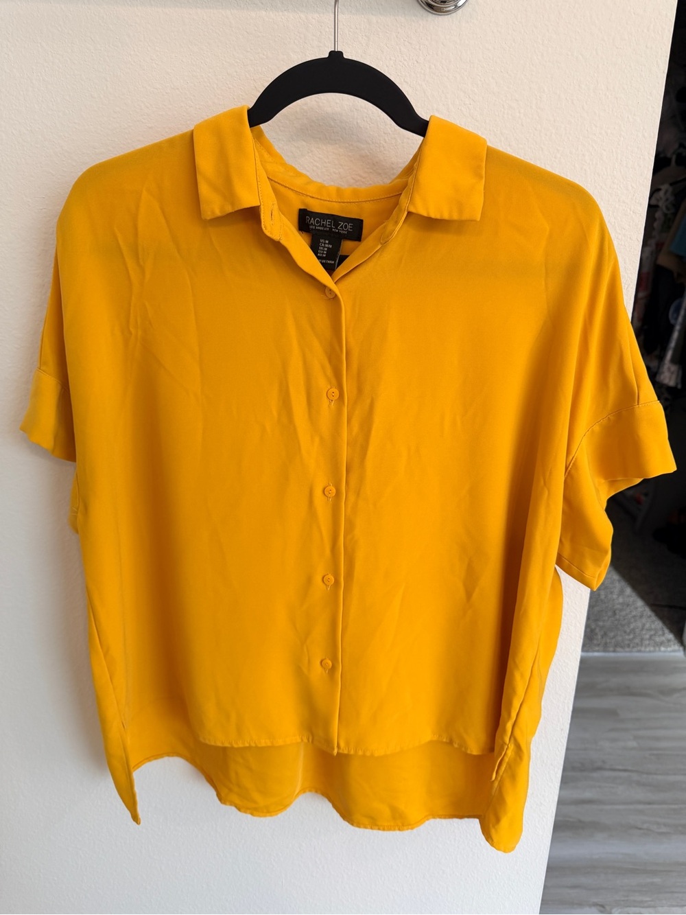 Rachel Zoe Bright Mustard Short-Sleeve Button-Front Blouse